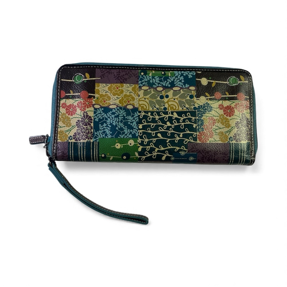 Fossil Leather Patchwork Multicolor Women's Large… - image 1